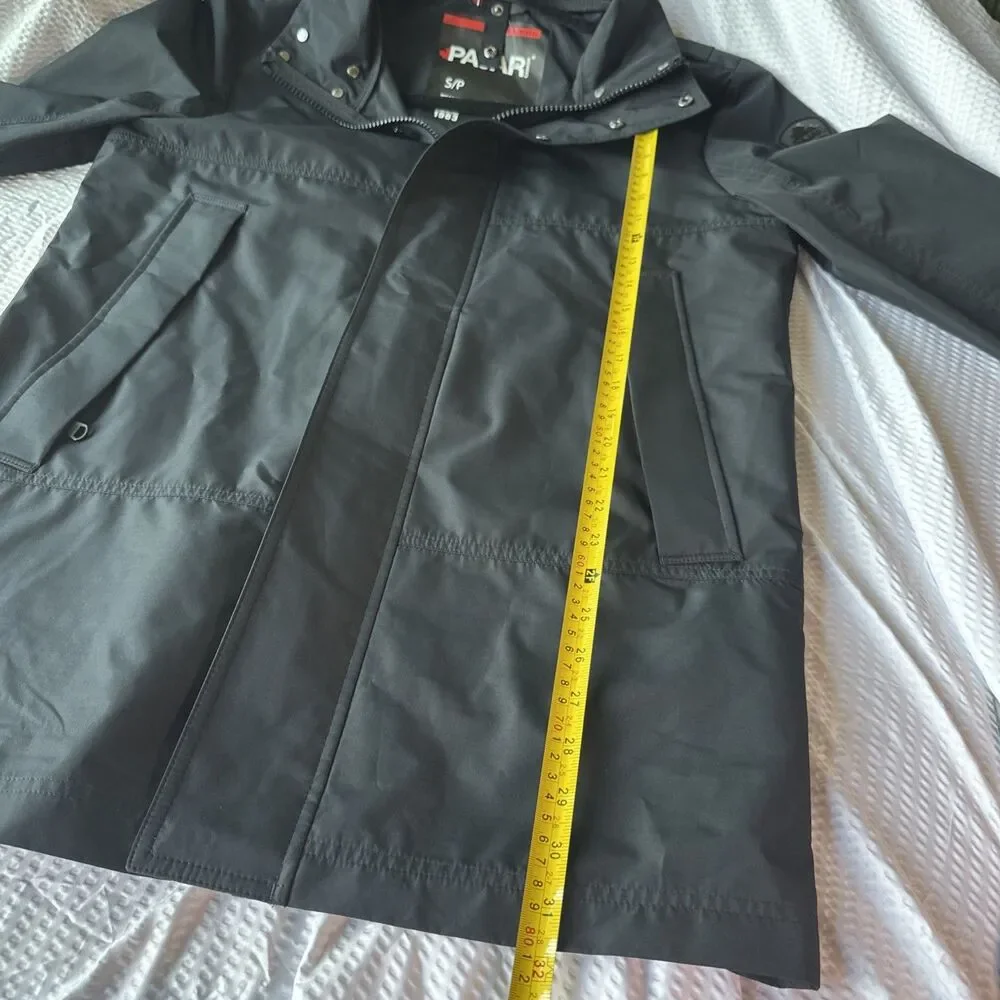 Pajar Men's Gray Parka Jacket S Full Zip Snap Stand-Up Collar Pockets Mid-Length